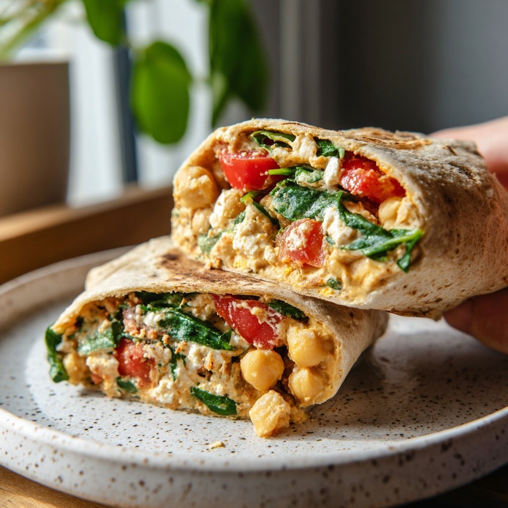 Healthy Lunch Mediterranean Chickpea Wrap