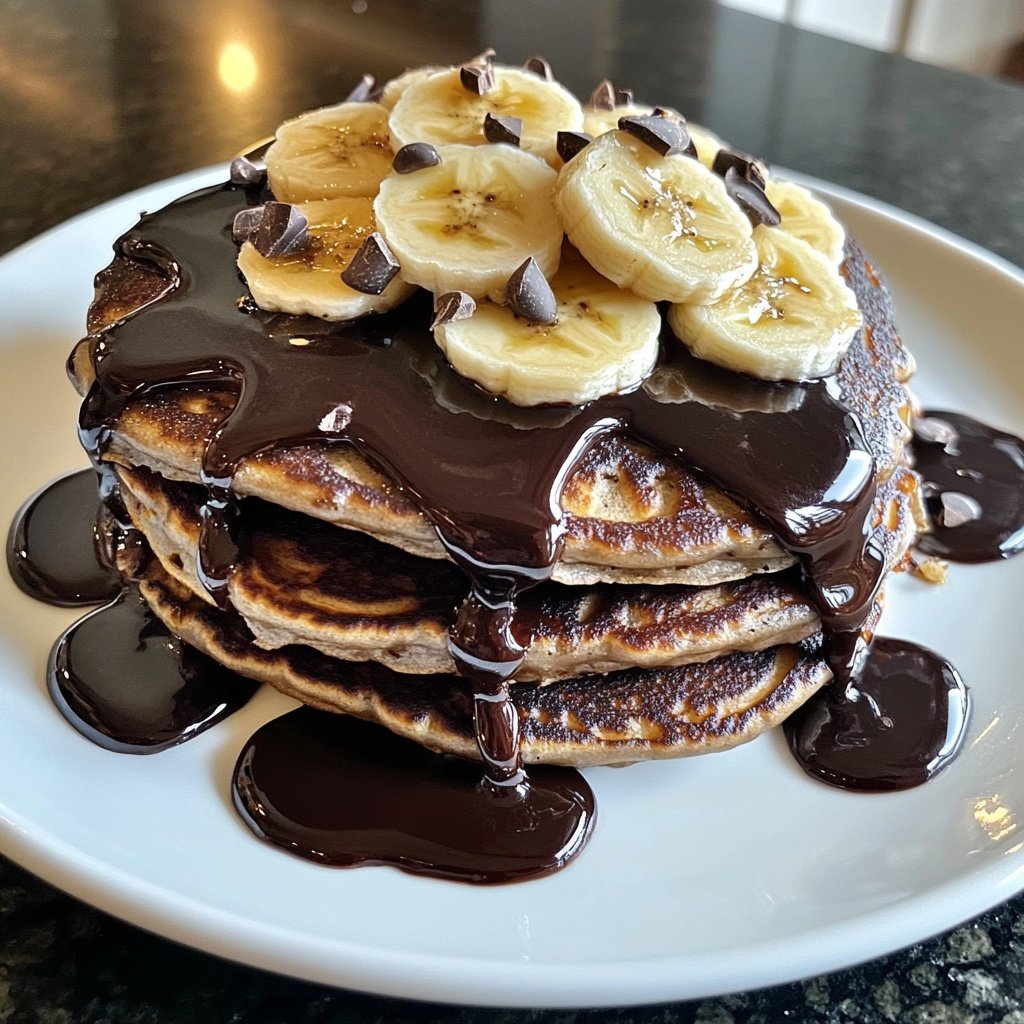 Valentine Breakfast Chocolate Banana Pancakes