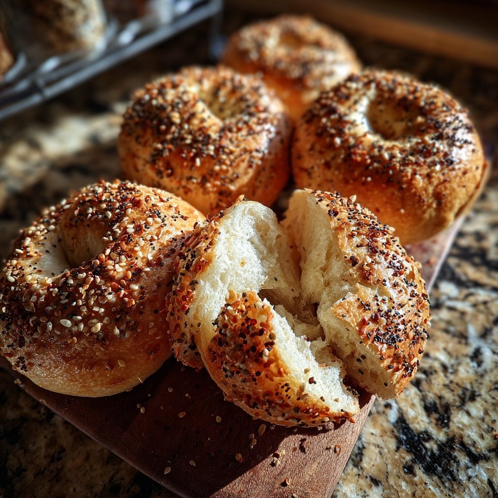 Protein Bagels With Seed Topping